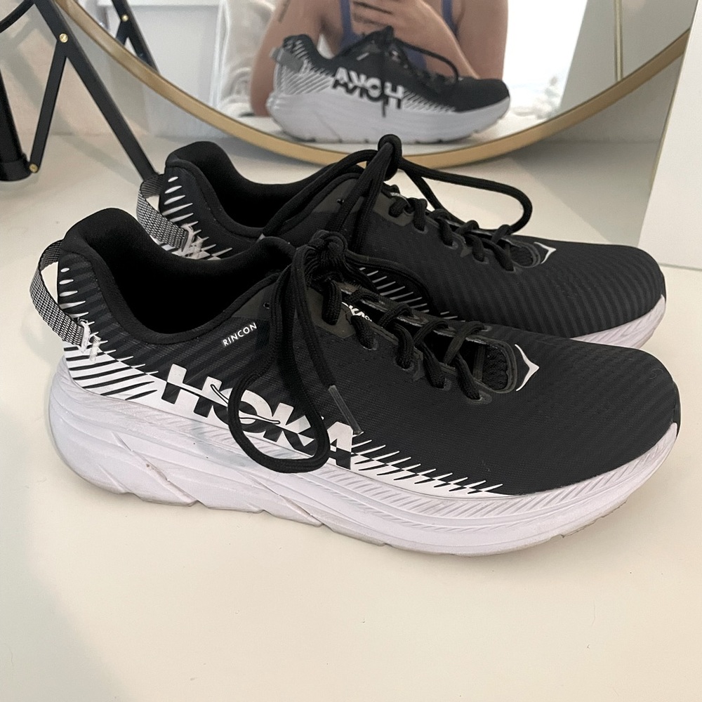 Hoka One One Black and White Rincon Women's Running Shoes